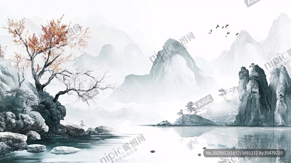 水墨山水間的詩(shī)意景致