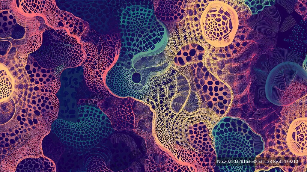 夢幻多彩細胞風抽象圖案