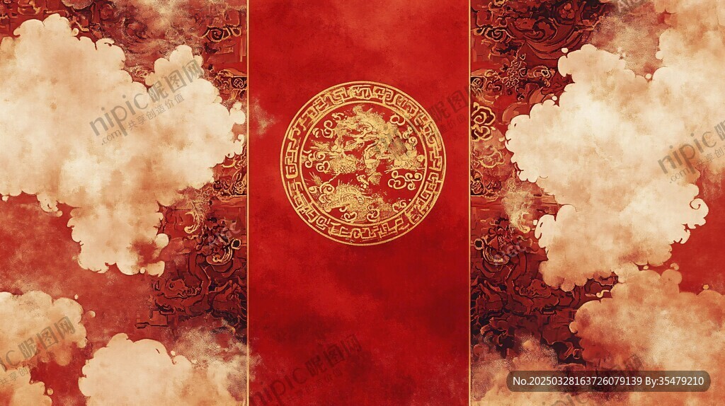中式古典云紋龍紋背景圖