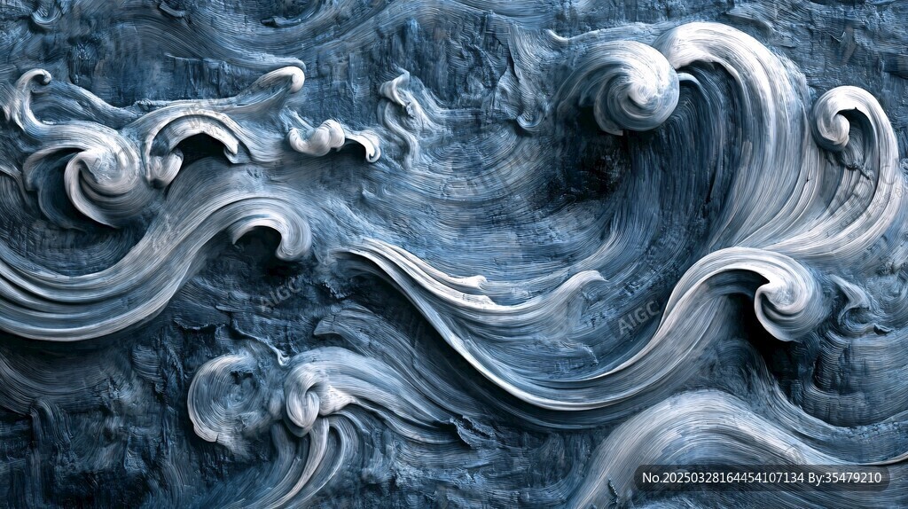 藍(lán)色浮雕海浪紋理藝術(shù)