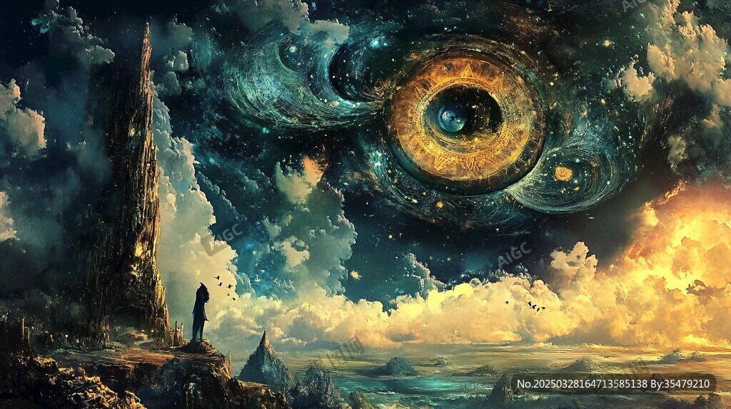 凝望宇宙之眼的孤獨身影