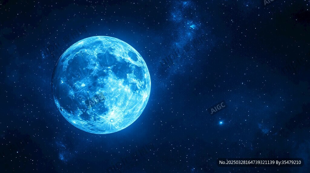 夢(mèng)幻藍(lán)色月亮星空背景