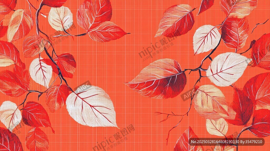 橙底紅葉裝飾圖案