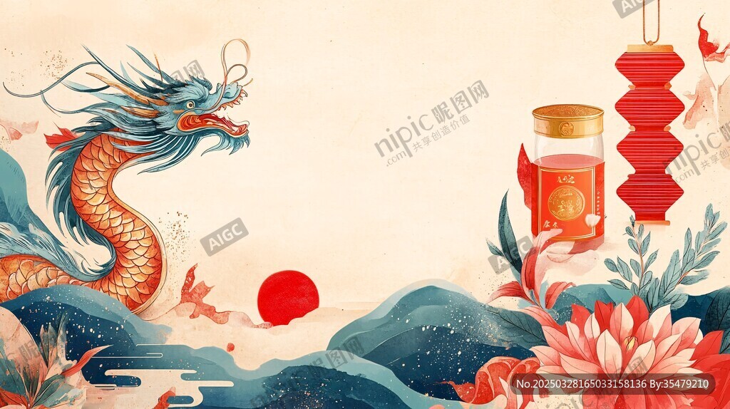 祥龍賀歲 中式節(jié)日風情畫