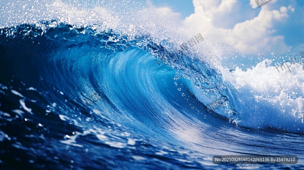 藍色海浪翻涌的壯麗瞬間