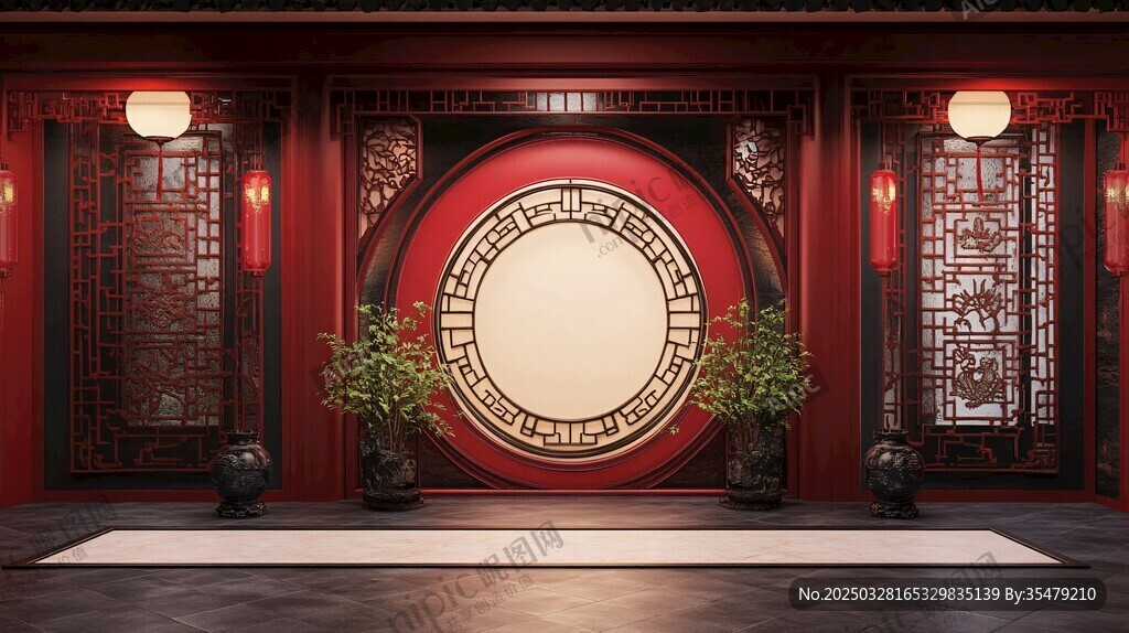 中式古典紅墻雅致空間