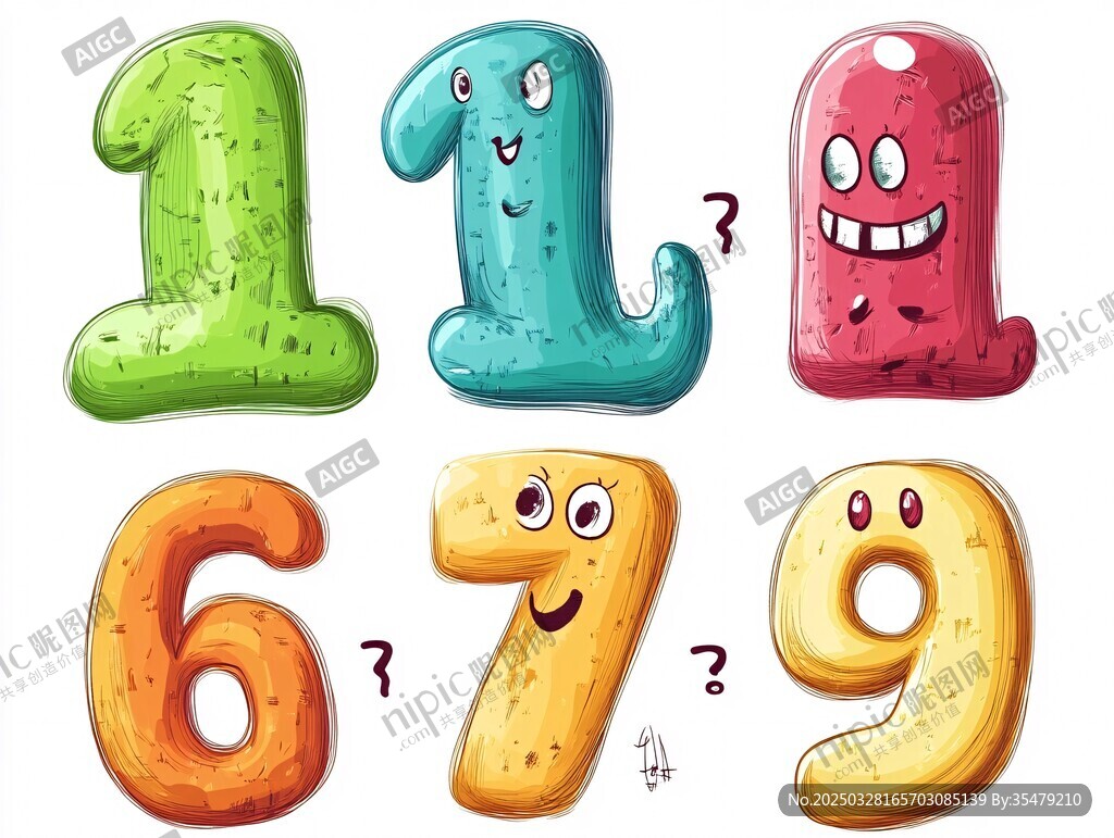可愛卡通數字形象集合
