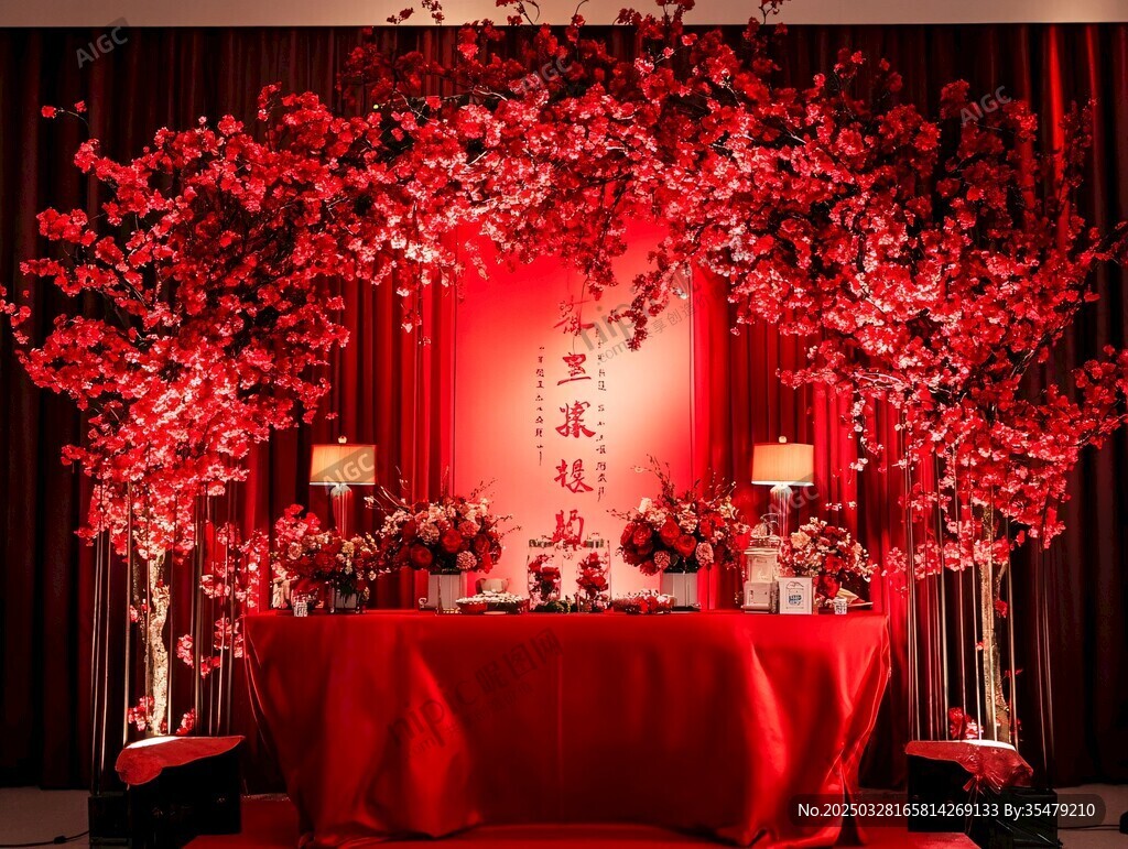 中式紅主題浪漫婚禮布置