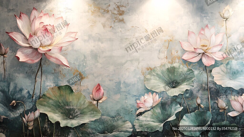 水墨荷花圖 清新雅致意境美