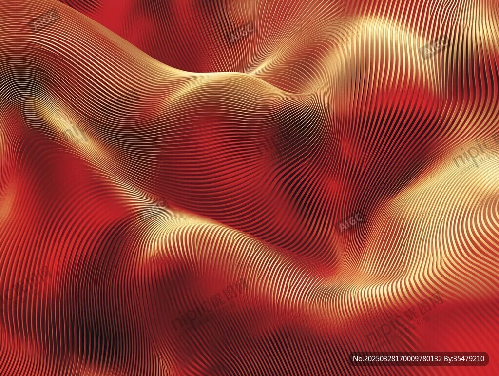 紅色動感波紋抽象背景圖