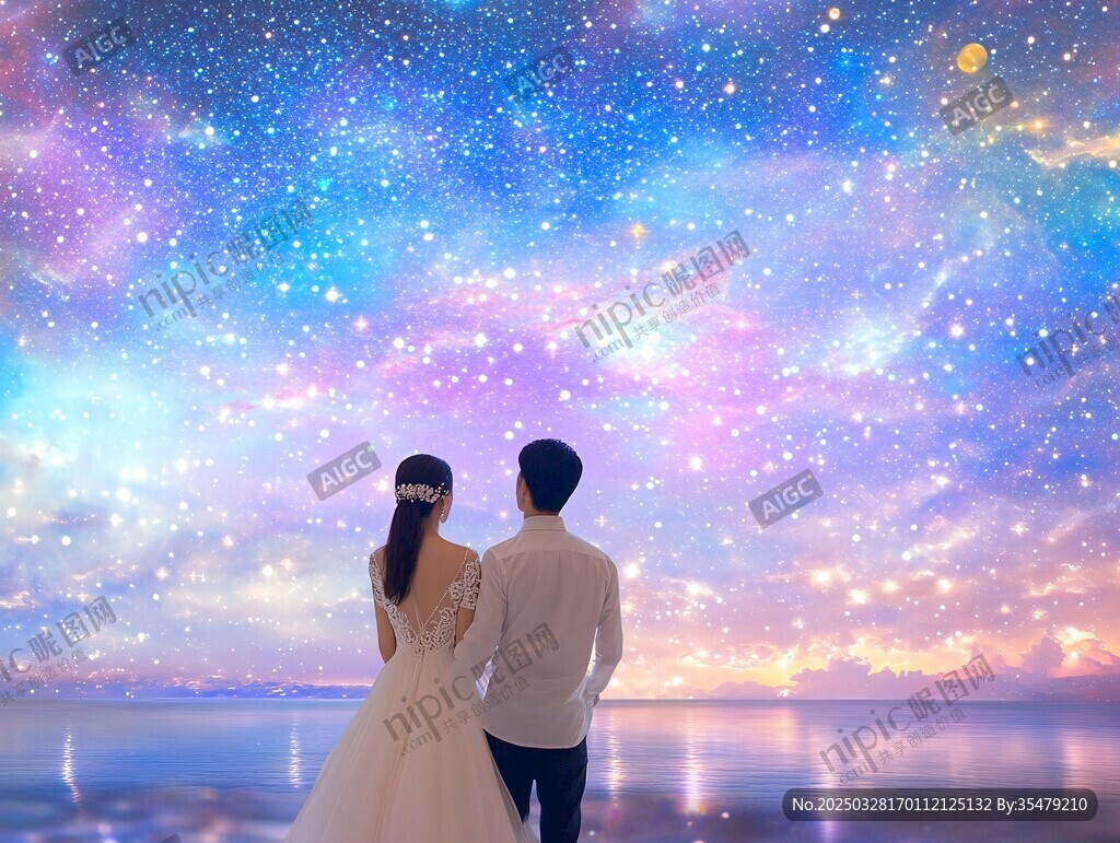 浪漫情侶共賞夢幻星空
