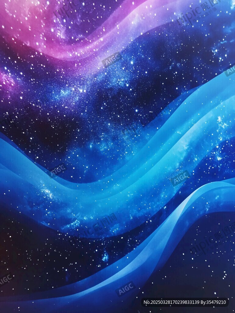 夢幻星空藍色流動星云