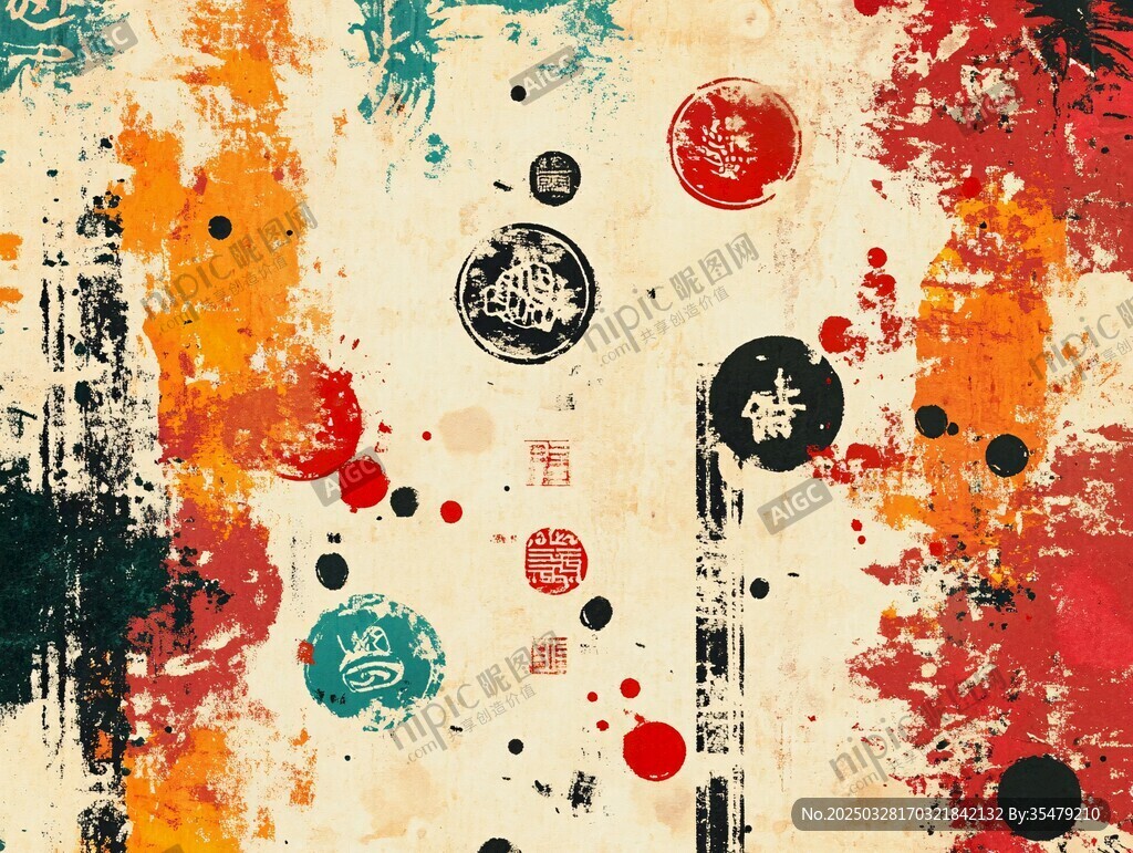 水墨潑墨風中式印章背景圖