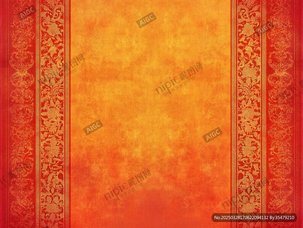 橙紅色中式花紋背景圖