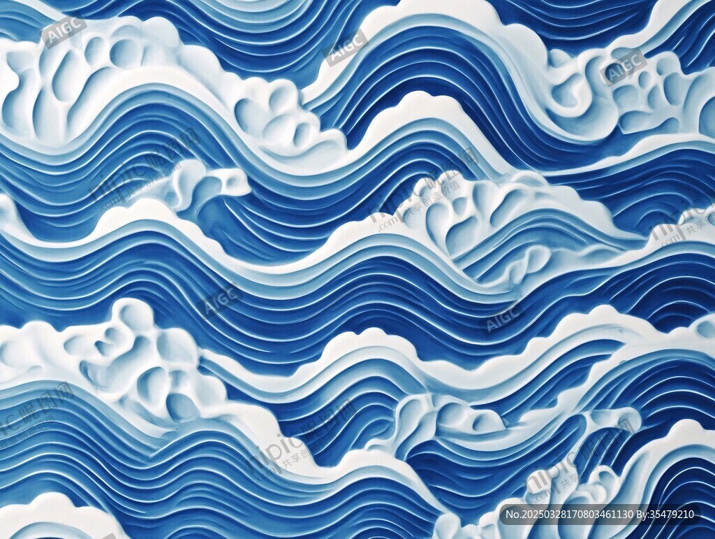 藍色海浪抽象藝術圖案