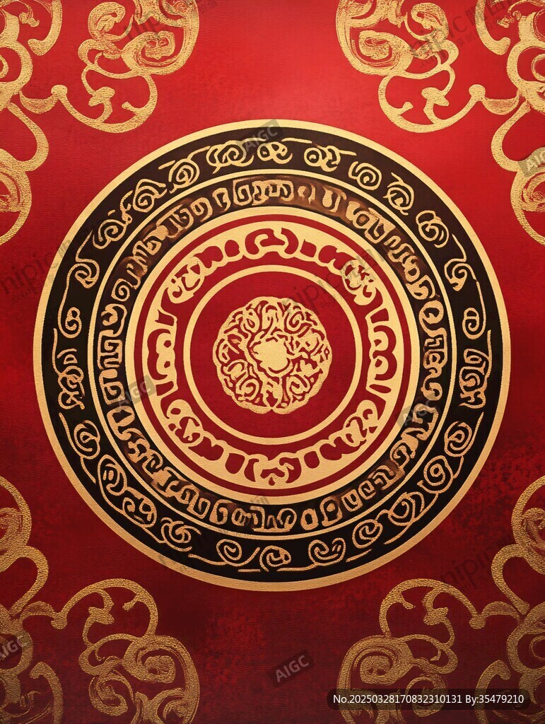 中式傳統(tǒng)紅色金色花紋圖案