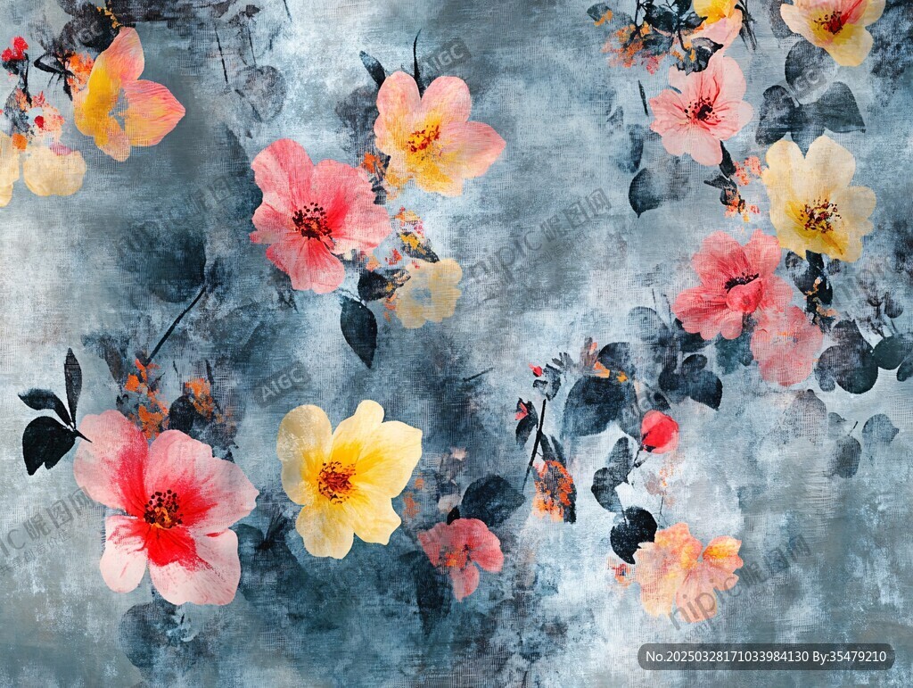 水墨花卉圖案背景設(shè)計