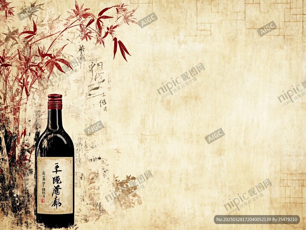 中式風紅酒背景圖