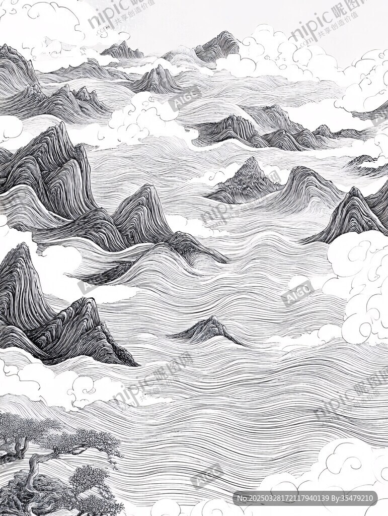 水墨山海間 云涌峰巒秀