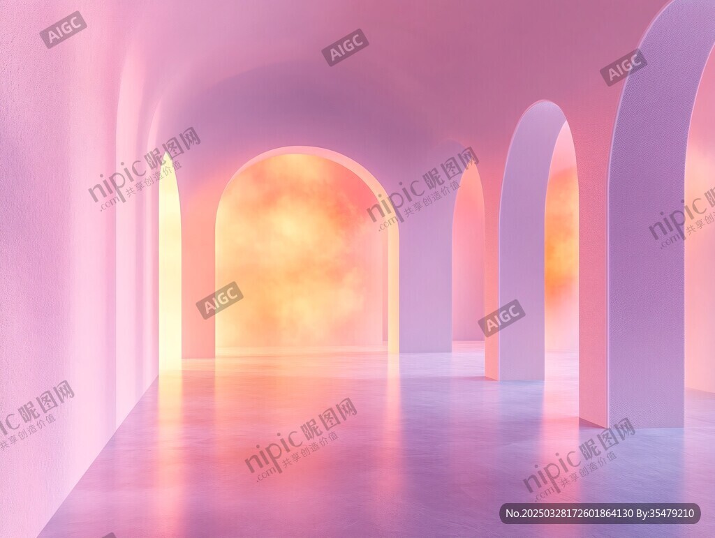 夢(mèng)幻拱形通道光影場(chǎng)景