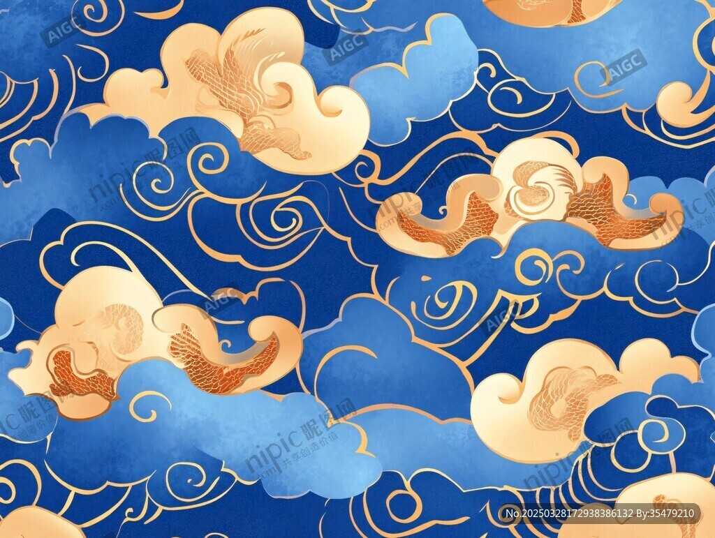 中式云紋圖案 傳統風背景