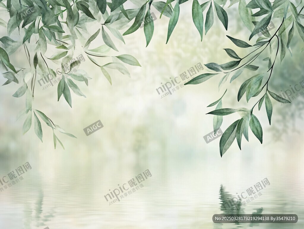垂柳拂水的清新自然景象