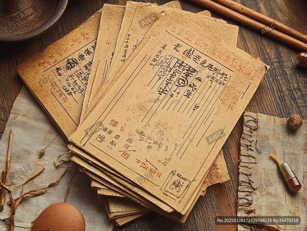 古代藥方古籍?dāng)[拍場景