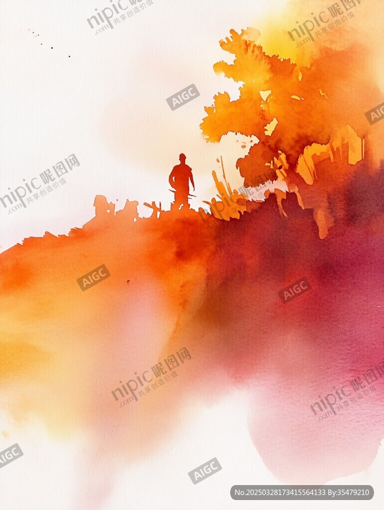 夕陽下的孤獨身影