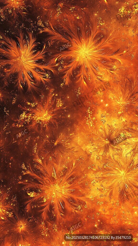 夢(mèng)幻橙金煙花抽象紋理圖