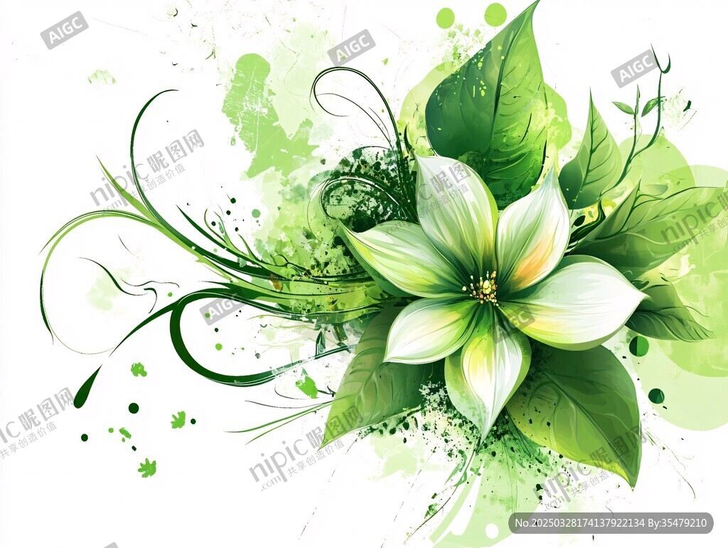 清新綠葉環(huán)繞的優(yōu)雅花朵
