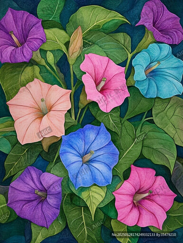 多彩牽?；ň`放綠葉間