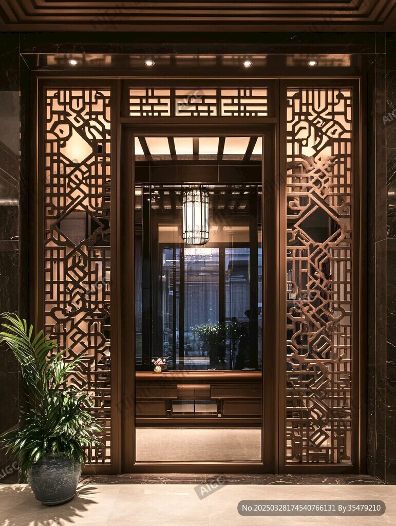 中式典雅玄關入戶景觀