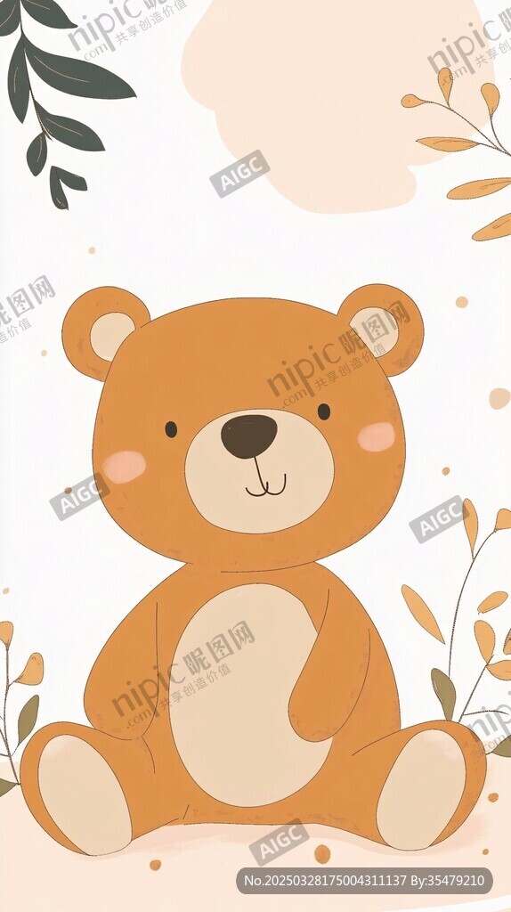可愛小熊的溫馨插畫