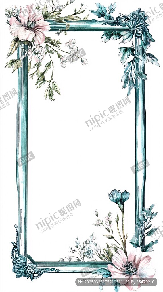 水彩花卉邊框裝飾元素