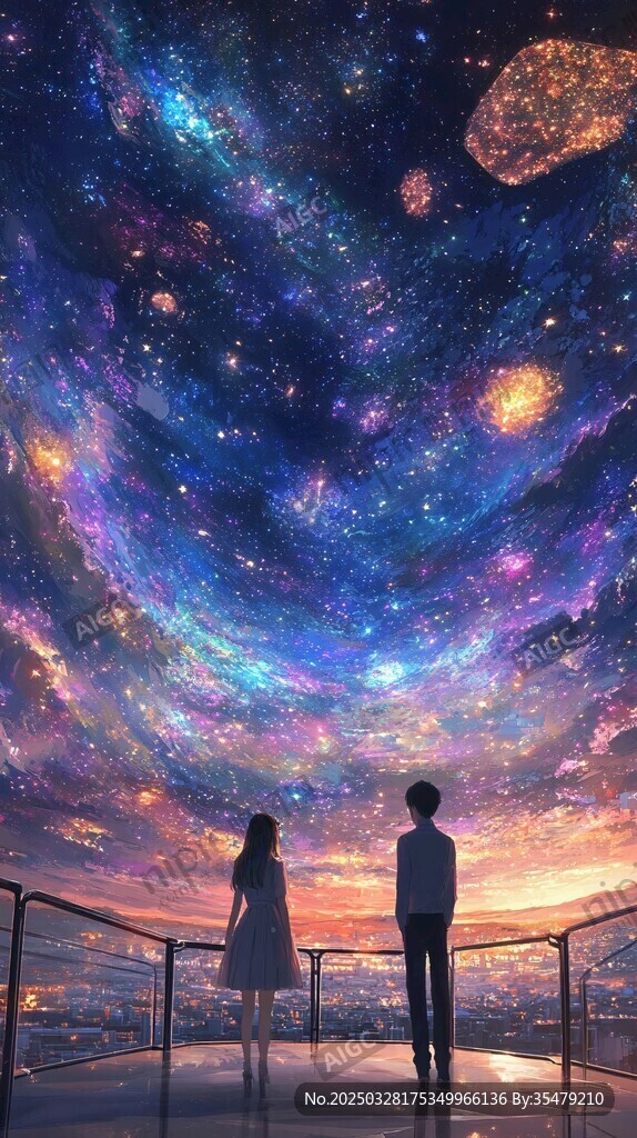 情侶共賞夢(mèng)幻璀璨星空