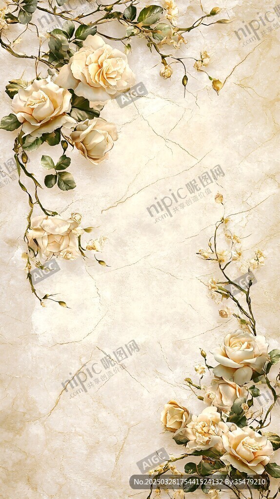 復(fù)古風(fēng)白玫瑰花卉背景圖