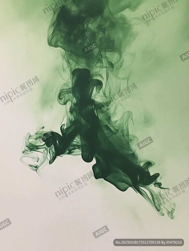 墨綠墨水在水中曼妙散開
