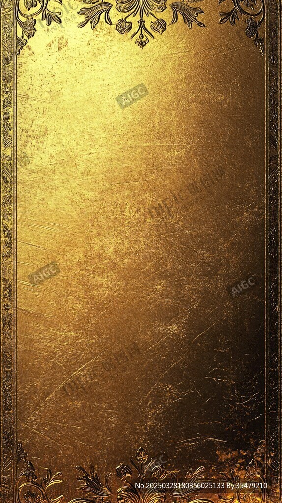 金色復古花紋邊框背景圖