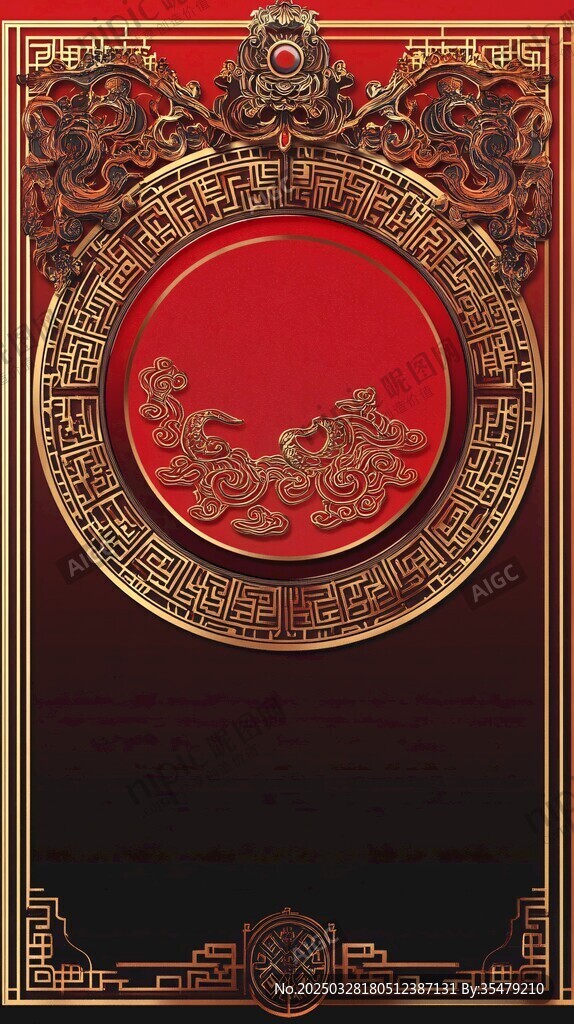 中式紅金古典裝飾紋樣背景