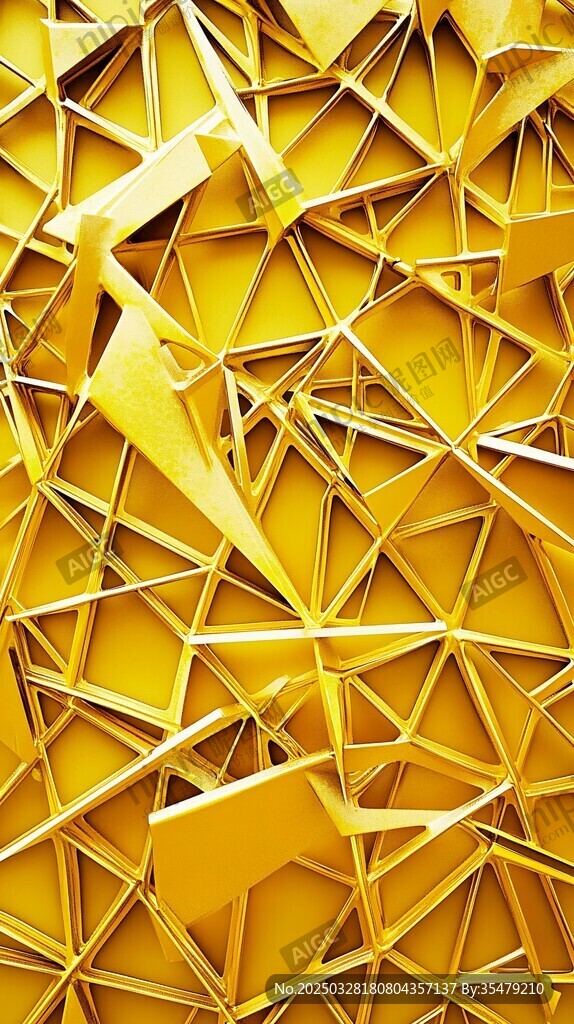 金色幾何立體抽象紋理圖案