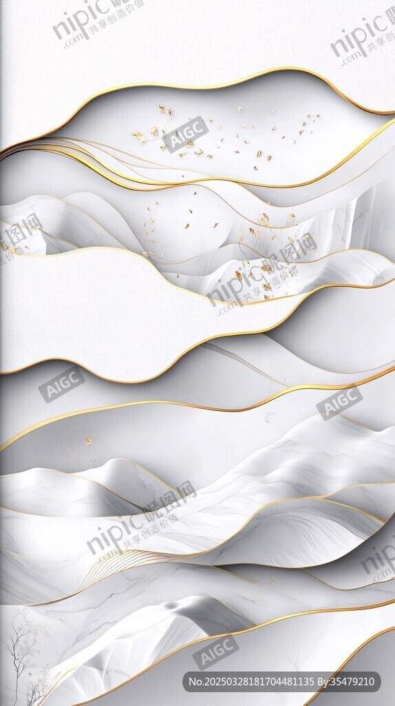 水墨金紋抽象山水背景圖
