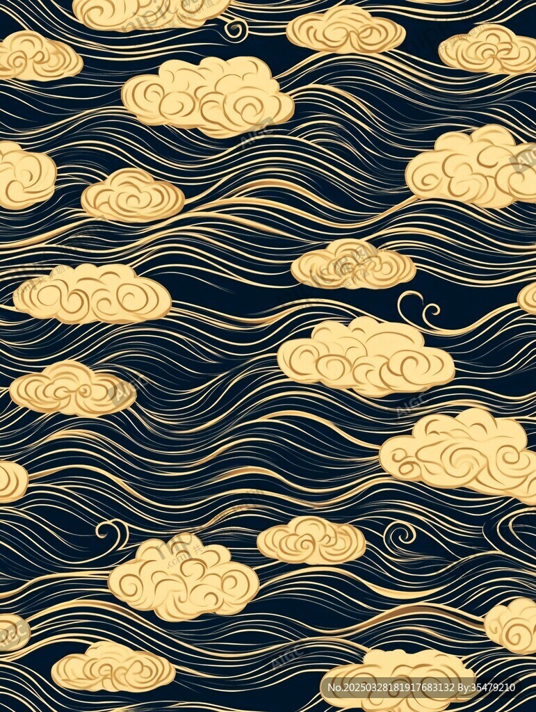 中式云紋海浪傳統圖案