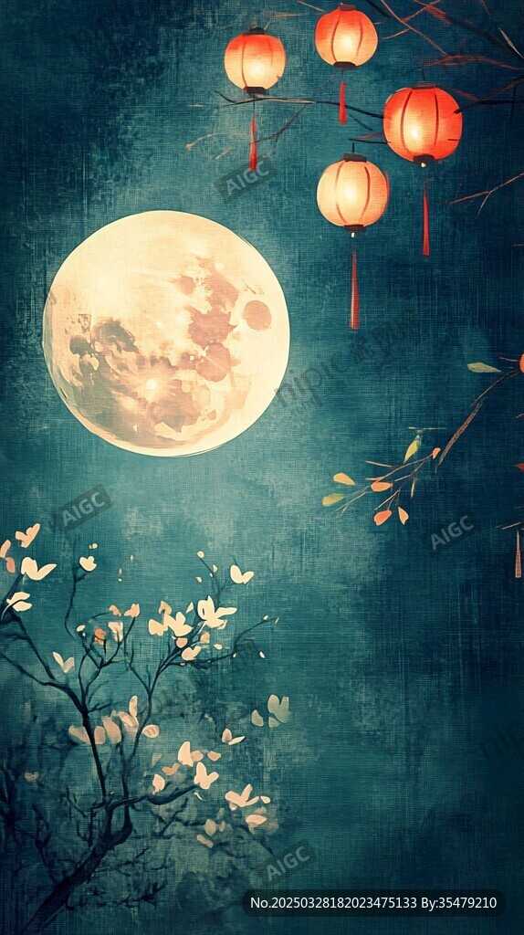 月夜花燈下的中式浪漫