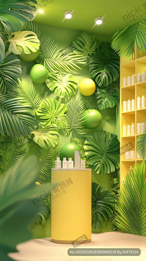 綠植環(huán)繞的清新展示空間