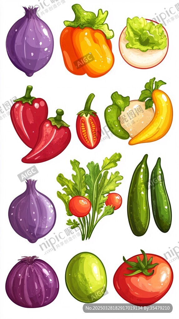 多彩新鮮蔬菜插畫