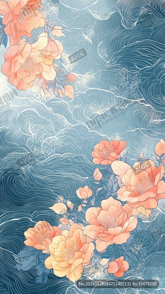海韻繁花中式浪漫插畫(huà)