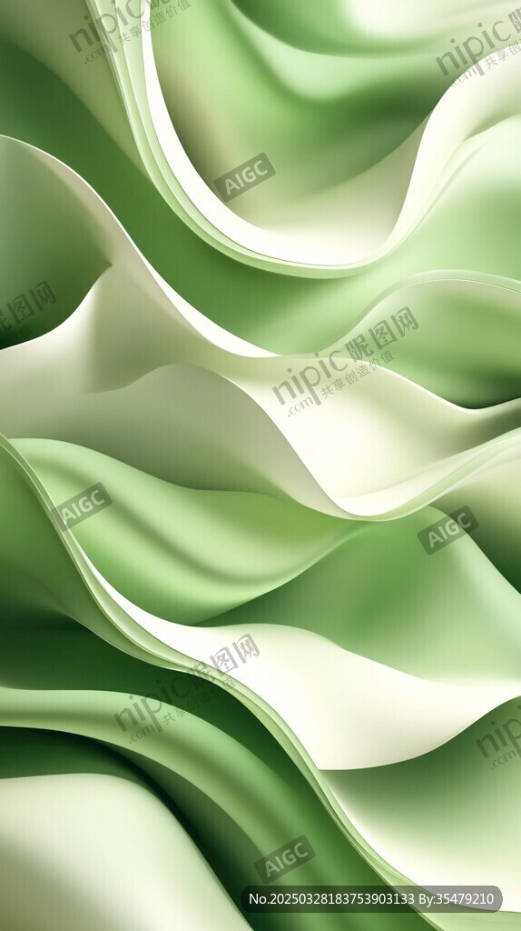 輕柔綠白綢布紋理