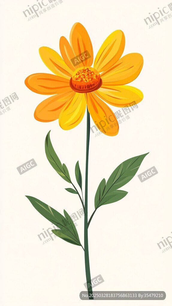 黃色單朵小花插畫