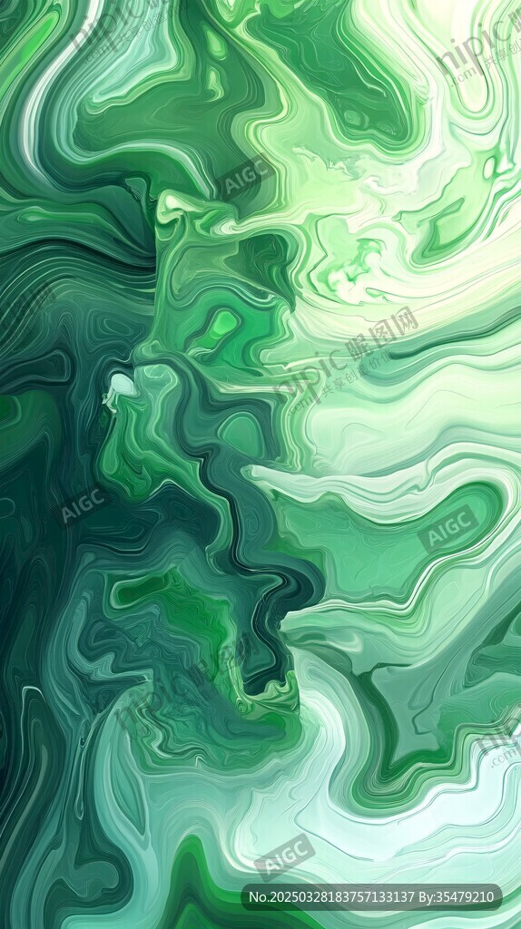 夢幻綠調流體藝術紋理