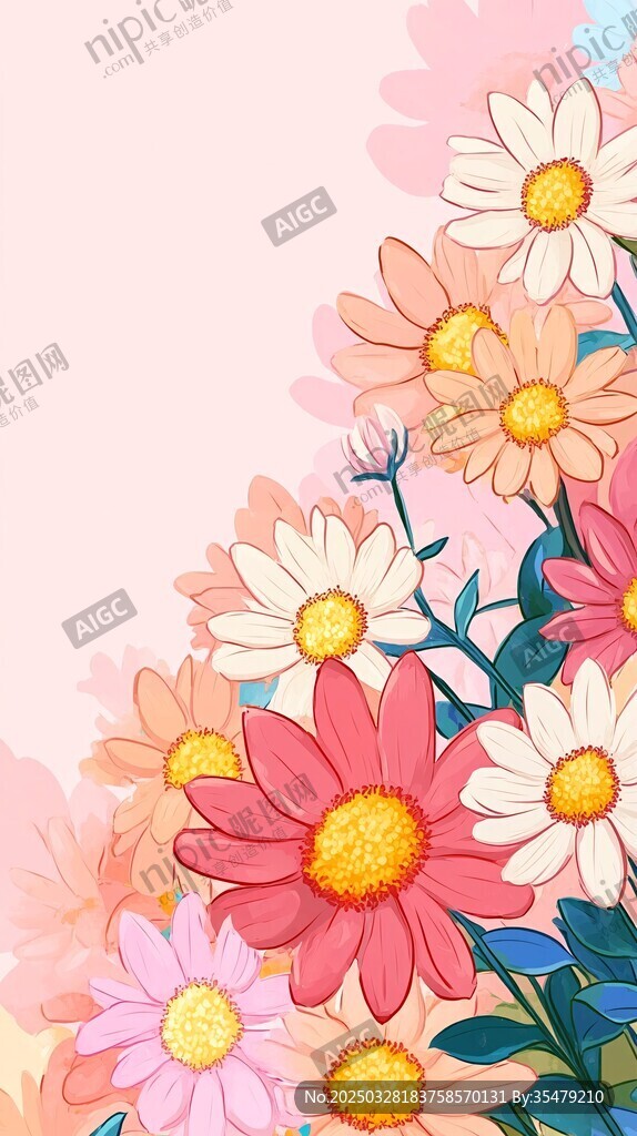 繽紛花卉插畫 柔美爛漫
